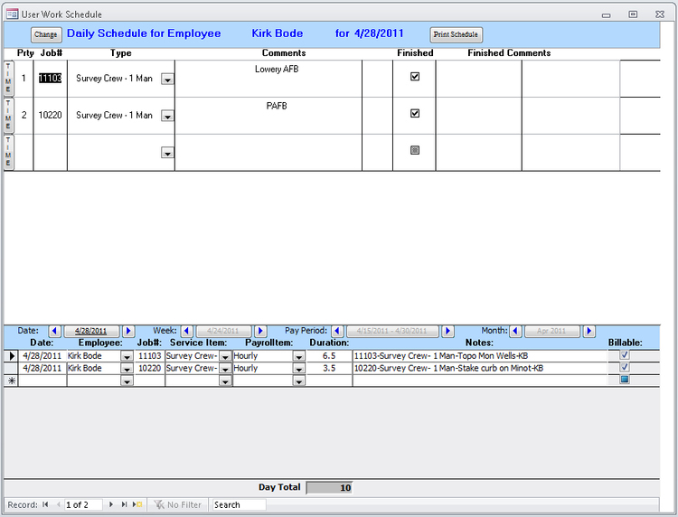 Clark project management daily schedule